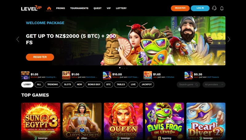 LevelUp Casino Game Selection